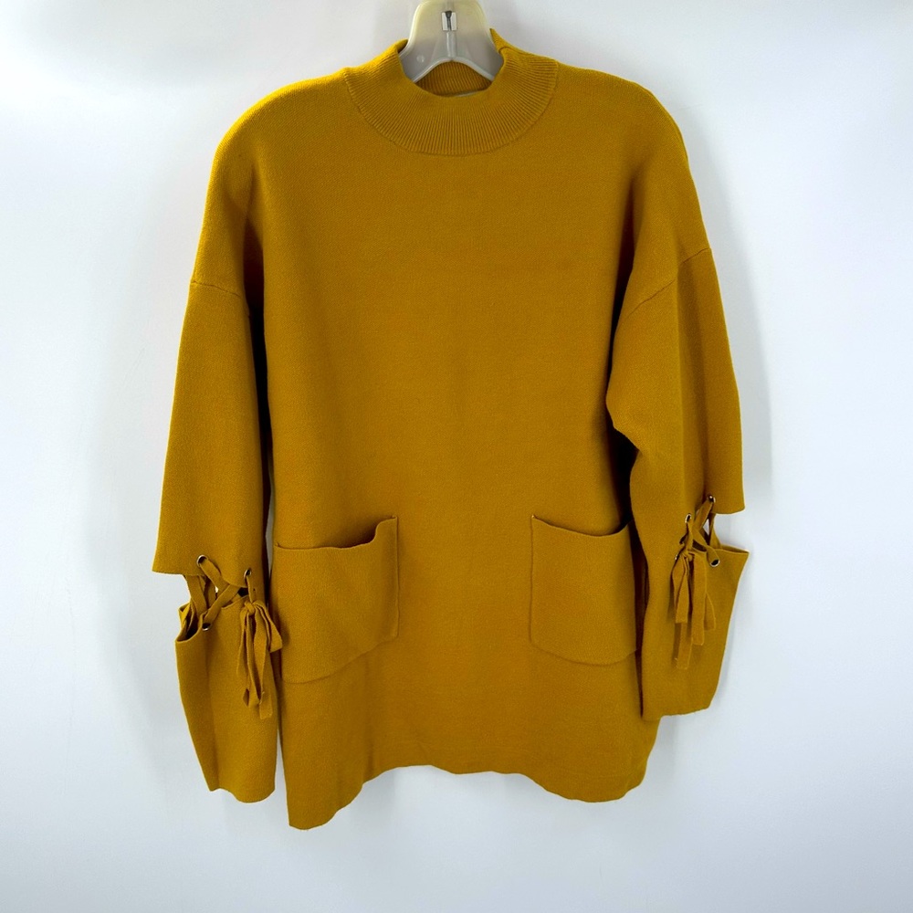 NWT Liquorish Sweater Cutout Elbows Arms Ties Womens Small Oversized